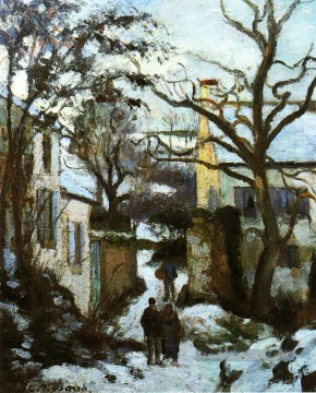  camille - la route de l’ermitage dans la neige Camille Pissarro